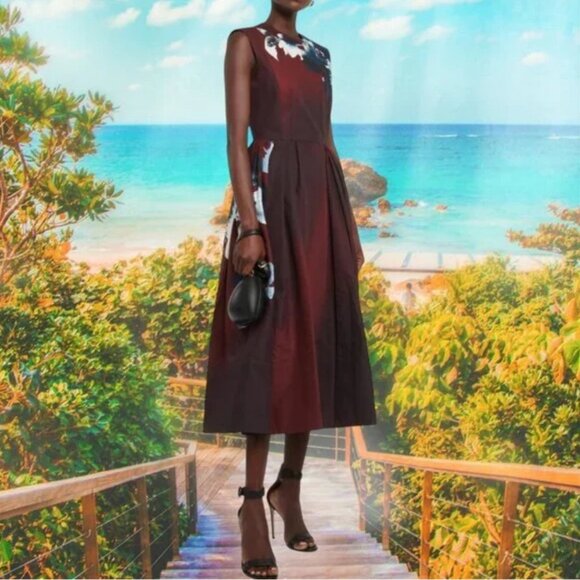 Erdem Floral cotton faille midi dress Size M NEW - Picture 10 of 12